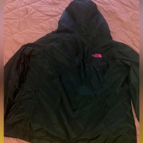 NorthFace Magenta Pink Fur Lined Black Coat - Picture 3 of 3